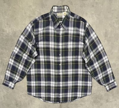 画像1: 90'S LL Bean フランネル レギュラーカラーシャツ チェック柄 USA製 (VINTAGE)