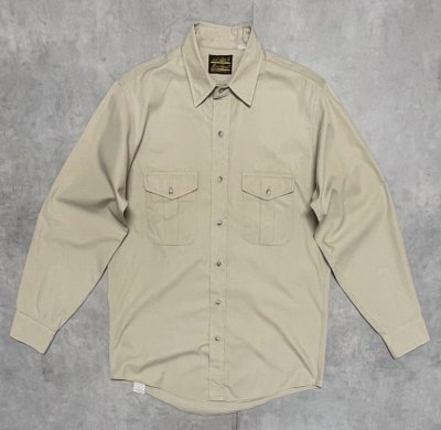 画像1: 90'S EDDIE BAUER 黒タグ ポプリンシャツ ベージュ USA製 (VINTAGE)