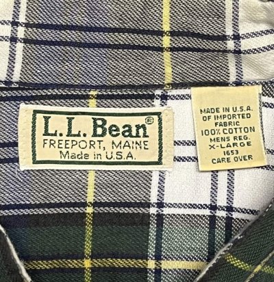 画像2: 90'S LL Bean フランネル レギュラーカラーシャツ チェック柄 USA製 (VINTAGE)