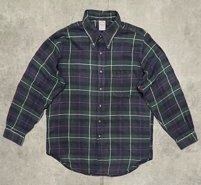 画像1: 90'S BROOKS BROTHERS "BROOKS FLANNEL" フランネル BDシャツ チェック柄 USA製 (VINTAGE)