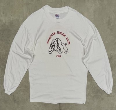 画像1: 90'S SIKESTON JUNIOR HIGH 両面プリント 長袖 Tシャツ ホワイト (VINTAGE)