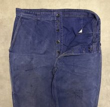他の写真1: 60'S フレンチワーク フックボタン ボタンフライ ワークパンツ ブルー (VINTAGE)