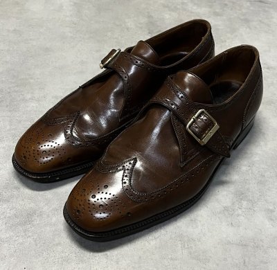 画像1: 80'S J.M.WESTON 1733 旧ロゴ レザー シングルモンクストラップシューズ ブラウン フランス製 (VINTAGE)