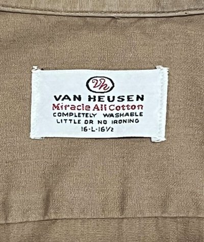 画像2: 60'S VAN HEUSEN コットン100% オープンカラーシャツ ライトブラウン (VINTAGE)