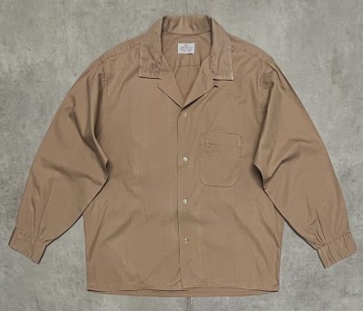 画像1: 60'S VAN HEUSEN コットン100% オープンカラーシャツ ライトブラウン (VINTAGE)