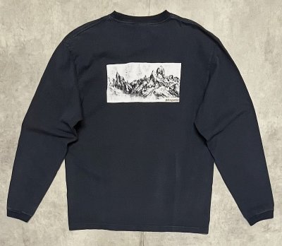 画像1: 90'S PATAGONIA "BENEFICIAL T'S" バックプリント 長袖 Tシャツ ネイビー メキシコ製 (VINTAGE)