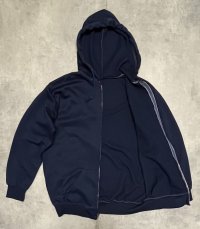 80'S UNKNOWN 裏地サーマル フルジップ ダブルフェイス スウェットパーカー ネイビー PRIDEアルミジップ (VINTAGE)