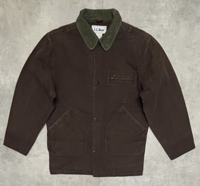 画像1: 90'S LL Bean 襟コーデュロイ ダック カバーオール ダークブラウン (VINTAGE)