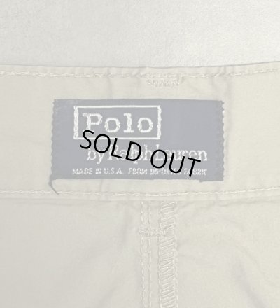 画像2: 90'S RALPH LAUREN "クレストロゴ" ツープリーツ ポプリンパンツ ベージュ TALONジップ USA製 (VINTAGE)