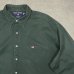 画像3: 90'S RALPH LAUREN POLO SPORT "LOWELL SPORT" ツイル レギュラーカラーシャツ ダークグリーン (VINTAGE) (3)