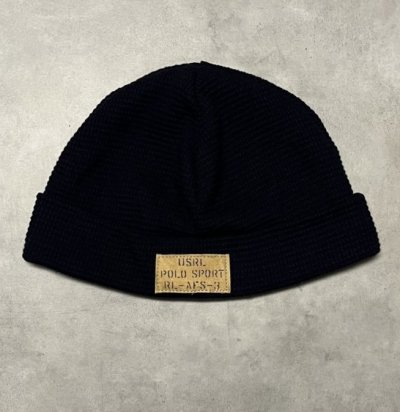 画像1: 90'S RALPH LAUREN POLO SPORT ミリタリー ワッチキャップ ダークネイビー (DEADSTOCK) 