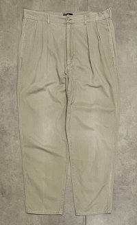 90'S RALPH LAUREN "ボックスロゴ" ツープリーツ チノパンツ ベージュ (VINTAGE)