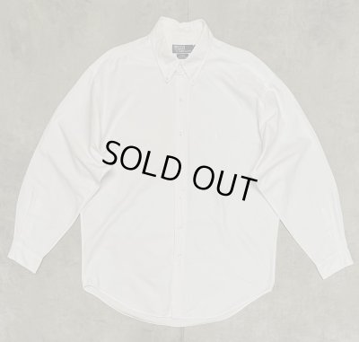 画像1: 90'S RALPH LAUREN "BLAKE" ロゴ同色 オックスフォード BDシャツ オールホワイト (VINTAGE)