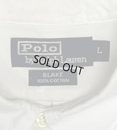画像2: 90'S RALPH LAUREN "BLAKE" ロゴ同色 オックスフォード BDシャツ オールホワイト (VINTAGE)