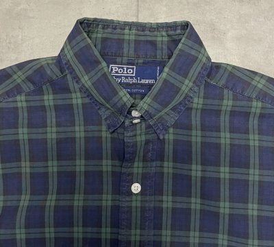 画像3: 90'S RALPH LAUREN ロゴ無し タブカラー ポプリンシャツ チェック柄 (VINTAGE)