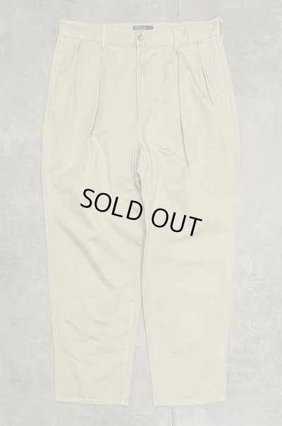 画像1: 90'S RALPH LAUREN "ボックスロゴ" ツープリーツ チノパンツ ベージュ USA製 (VINTAGE)