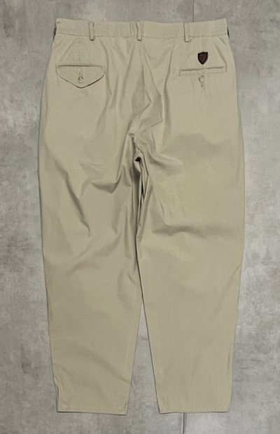 画像4: 90'S RALPH LAUREN "クレストロゴ" ツープリーツ ポプリンパンツ ベージュ TALONジップ USA製 (VINTAGE)