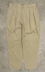 90'S RALPH LAUREN "クレストロゴ" ツープリーツ ポプリンパンツ ベージュ TALONジップ USA製 (VINTAGE)