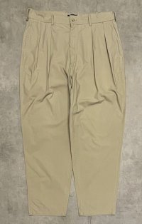 90'S RALPH LAUREN "クレストロゴ" ツープリーツ ポプリンパンツ ベージュ TALONジップ USA製 (VINTAGE)