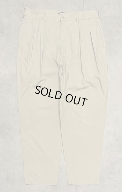 画像1: 90'S RALPH LAUREN "クレストロゴ" ツープリーツ ポプリンパンツ ベージュ TALONジップ USA製 (VINTAGE)