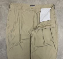 他の写真1: 90'S RALPH LAUREN "クレストロゴ" ツープリーツ ポプリンパンツ ベージュ TALONジップ USA製 (VINTAGE)