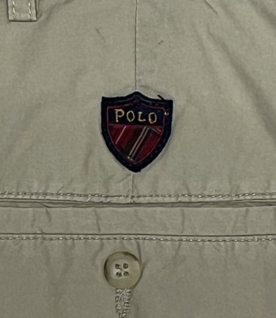 画像5: 90'S RALPH LAUREN "クレストロゴ" ツープリーツ ポプリンパンツ ベージュ TALONジップ USA製 (VINTAGE)