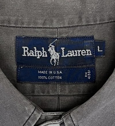 画像2: 90'S RALPH LAUREN ツイル BDシャツ チャコール USA製 (VINTAGE)