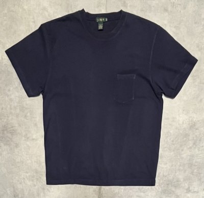画像1: 90'S J.CREW 旧タグ ポケット付き 半袖 Tシャツ ネイビー (VINTAGE)