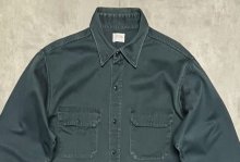 他の写真1: 60'S SEARS "LUSTER CHINO" コットン100% ワークシャツ ダークグリーン (VINTAGE)