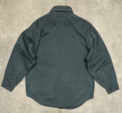 画像3: 60'S SEARS "LUSTER CHINO" コットン100% ワークシャツ ダークグリーン (VINTAGE)