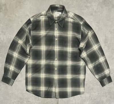 画像1: 90'S J.CREW 旧タグ レーヨン混 長袖シャツ オンブレチェック ポルトガル製 (VINTAGE)