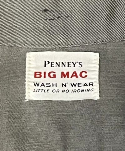 画像2: 60'S BIG MAC コットン100% マチ付き ワークシャツ グレー (VINTAGE)