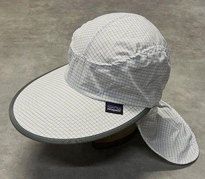 画像1: 00'S PATAGONIA ネックガード付き ナイロン ロングビルキャップ グラフチェック USA製 (VINTAGE)