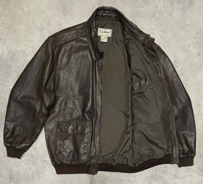 画像4: 90'S LL Bean "A-2" レザー フライトジャケット ダークブラウン TALONジップ USA製 (VINTAGE)