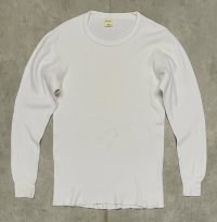 80'S St JOHN'S BAY コットン100% サーマル 長袖 Tシャツ ホワイト USA製 (VINTAGE)