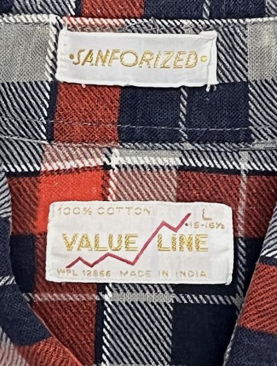 画像2: 80'S VALUE LINE プリントネル フランネルシャツ チェック柄 (VINTAGE)
