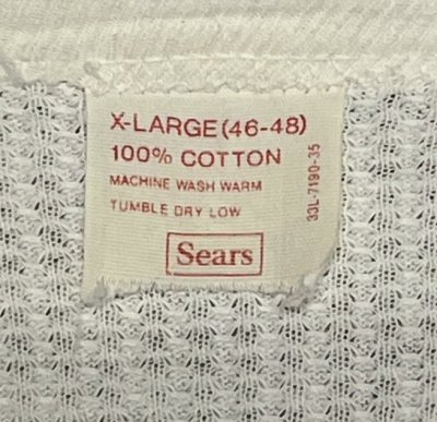 画像2: 70'S SEARS コットン100% サーマル 長袖 Tシャツ ホワイト USA製 (VINTAGE)