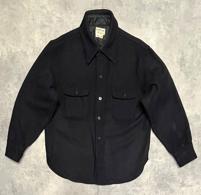 画像1: 60'S FOX KNAPP イカリボタン ウール CPOシャツ ネイビー USA製 (VINTAGE)