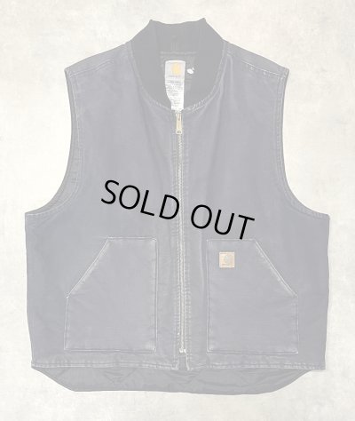 画像1: CARHARTT 裏地キルティング ダックベスト ネイビー (VINTAGE)