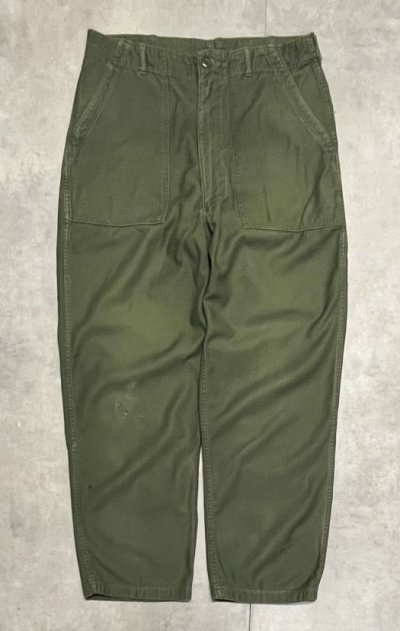 画像1: 60'S アメリカ軍 US ARMY "OG107" コットンサテン ベイカーパンツ RAPIDブラスジップ ミリタリーグリーン (VINTAGE)