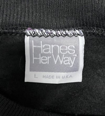 画像2: 90'S HANES "HER WAY" ラグランスリーブ スウェットシャツ ブラック USA製 (VINTAGE)