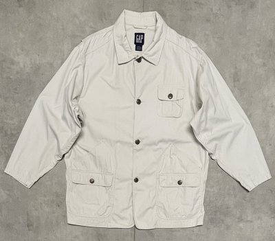 画像1: 90'S GAP 旧タグ ポプリン ハンティングジャケット オフホワイト (VINTAGE)