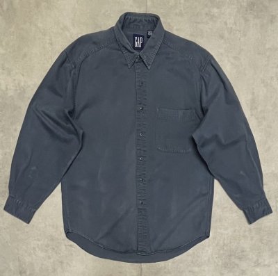 画像1: 90'S GAP 旧タグ ツイルシャツ ブルー (VINTAGE)