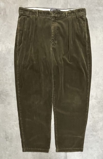画像1: 90'S RALPH LAUREN "ANDREW PANT" ツープリーツ 太畝 コーデュロイパンツ オリーブ (VINTAGE)