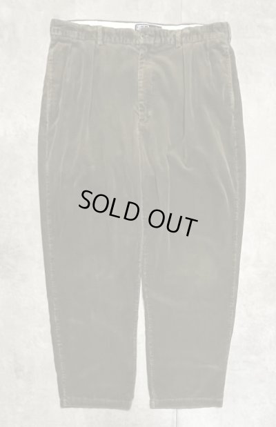 画像1: 90'S RALPH LAUREN "ANDREW PANT" ツープリーツ 太畝 コーデュロイパンツ オリーブ (VINTAGE)