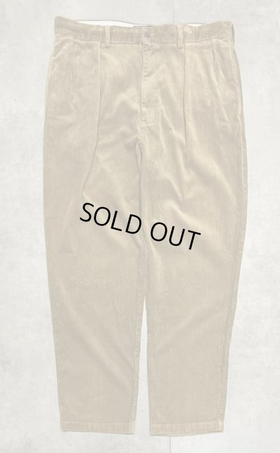 画像1: 90'S RALPH LAUREN "ANDREW PANT" ツープリーツ 太畝 コーデュロイパンツ タン (VINTAGE)