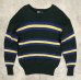 画像1: 90'S RALPH LAUREN ウール100% ローゲージ ボーダーニット ダークグリーン (VINTAGE) (1)