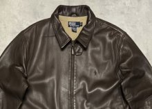 他の写真1: 90'S RALPH LAUREN チンスト付き 裏地付き レザー ドリズラージャケット ブラウン (VINTAGE)