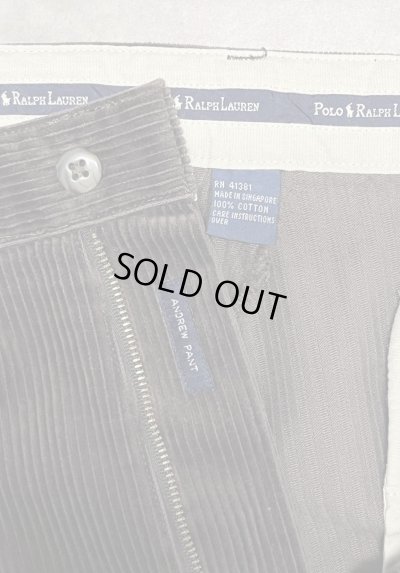画像2: 90'S RALPH LAUREN "ANDREW PANT" ツープリーツ 太畝 コーデュロイパンツ ブラウン (MINT CONDITION)