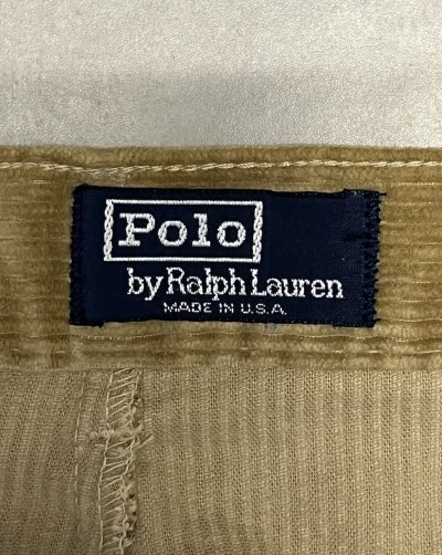 画像2: 90'S RALPH LAUREN ツープリーツ 太畝 コーデュロイパンツ タン USA製 (VINTAGE)